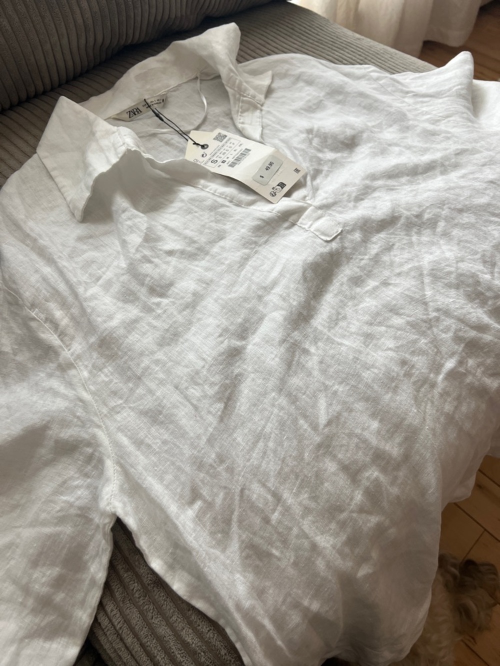 NWT ZARA WHITE LINEN CROPPED SHIRT - Picture 7 of 9